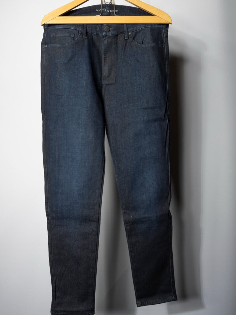 Mott & Bow High Rise Skinny Jeans Dark Indigo Tencel Denim Size 16 Short